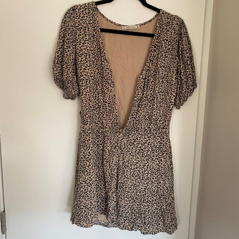 Puff-Sleeve Button-Front Mini Dress